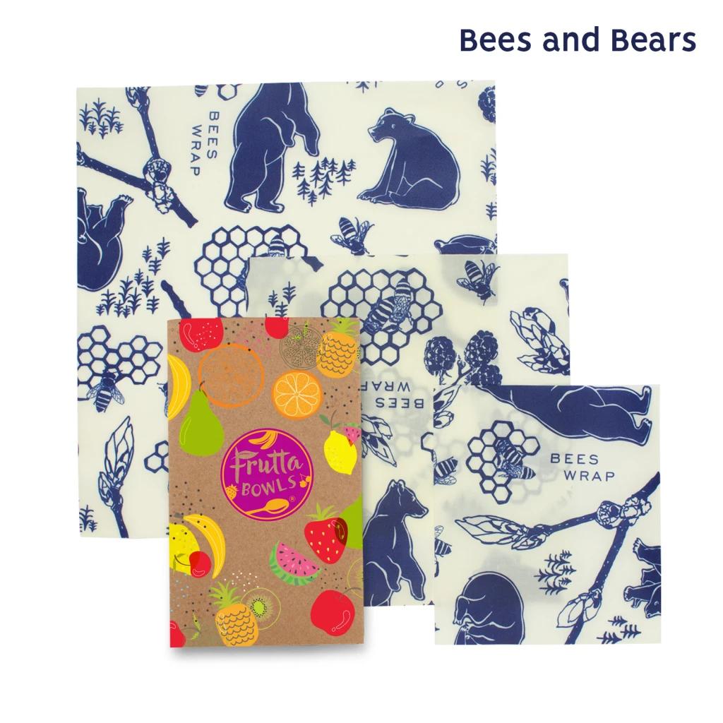 Bees & Bears Blue/White/Kraft Brown