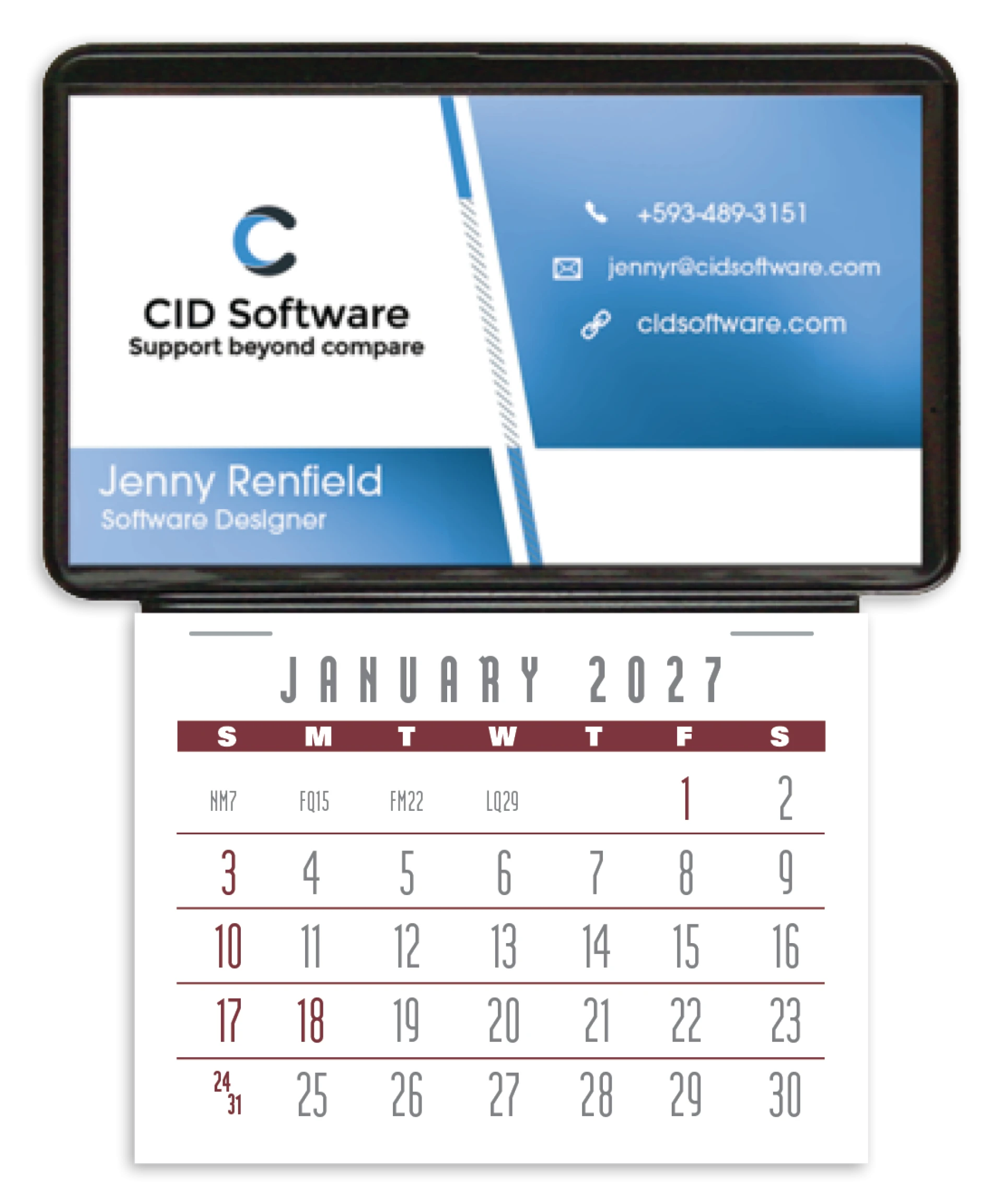 Product: Press-N-Stick Business Card Holder (No Imprint) With Calendar