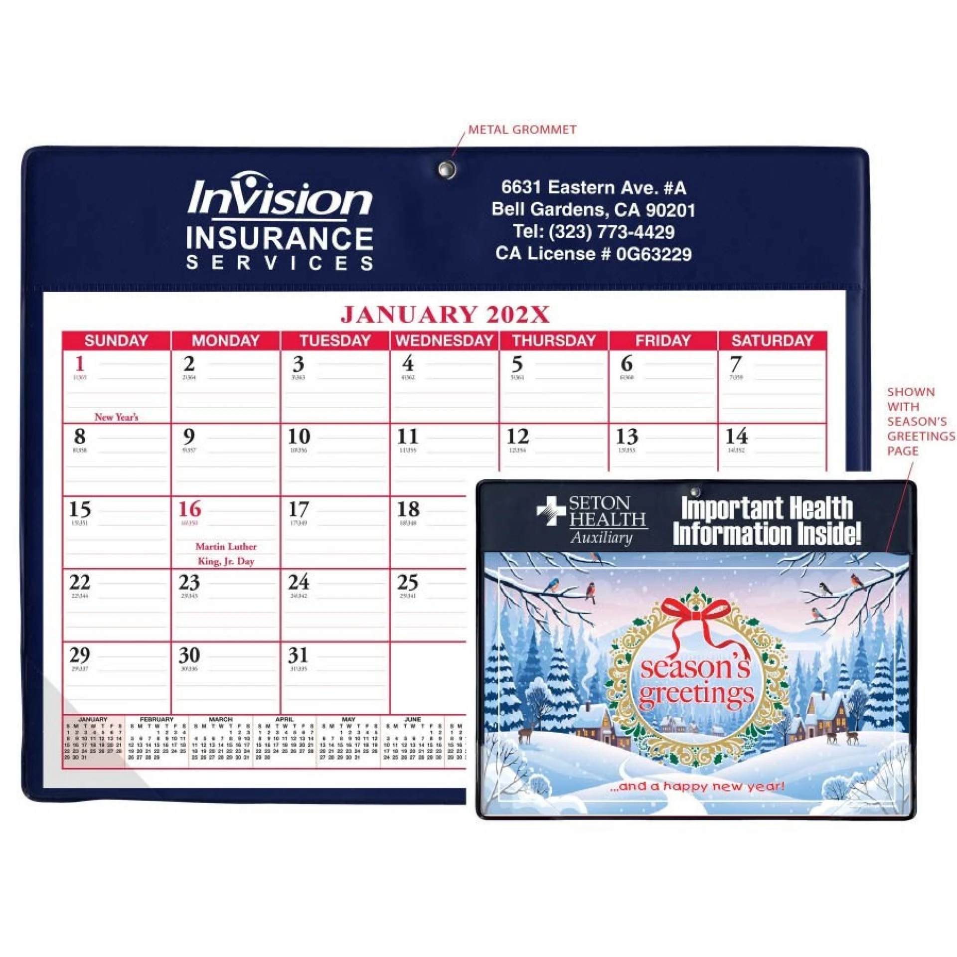 Product: Calendar Doodle Pad With Grommet and Greeting Page