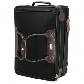 Product: Terni Brown Leather/Black Twill Nylon Trolley Bag