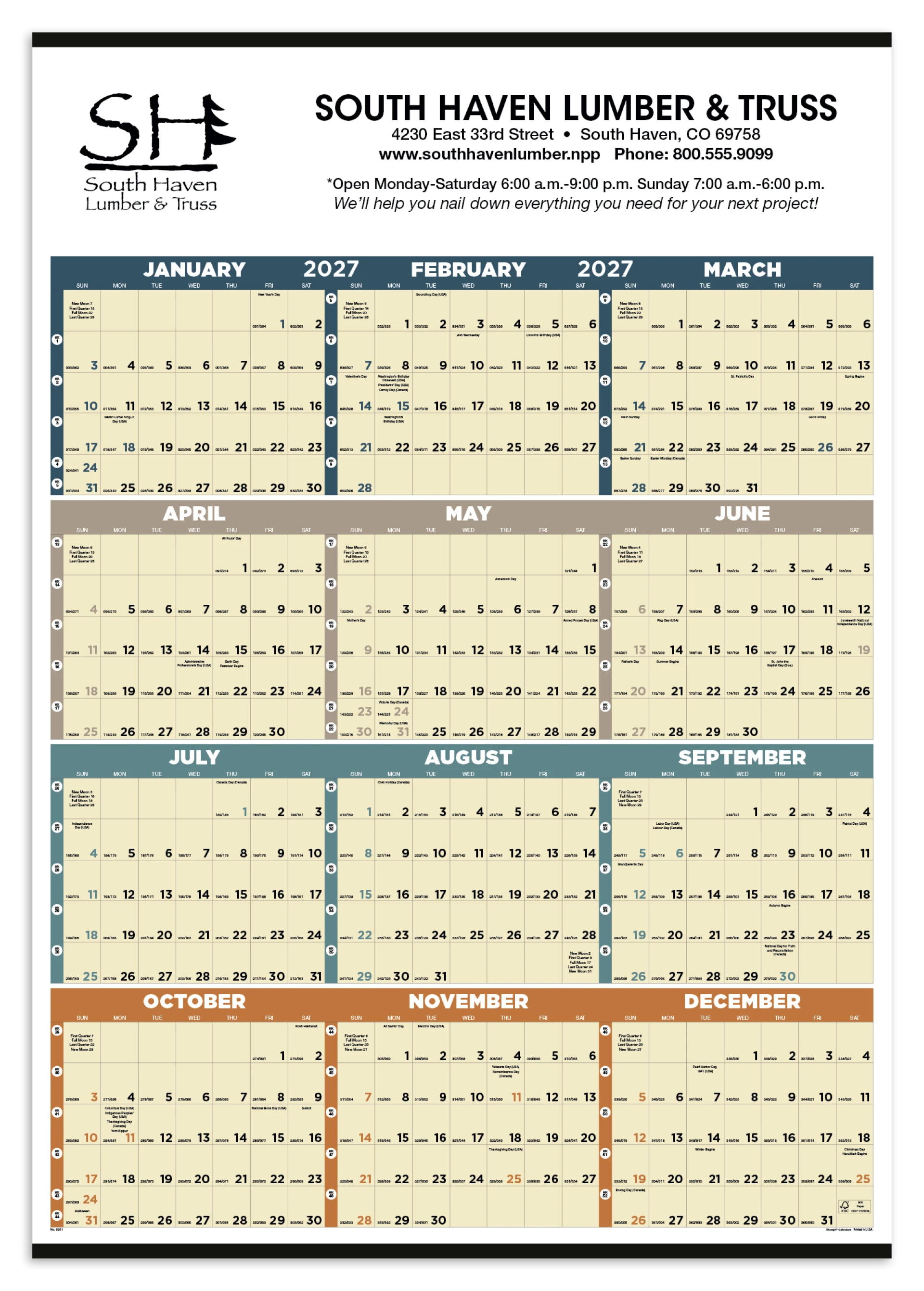 Product: Time Management Span-A-Year (Non-Laminated)
