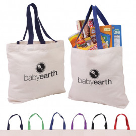 Product: COTTON CANVAS TOTE WITH GUSSET & COLOR ACCENT HANDLES