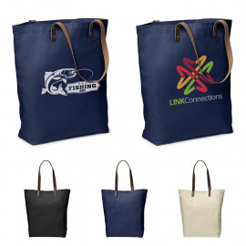 Product: URBAN COTTON TOTE WITH LEATHER HANDLES
