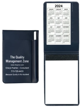 Product: Standard Vinyl 30-Page Memo Book with White Pen