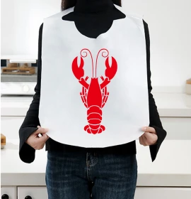 Product: 14.2" X 23.6" Disposable Adult Plastic Seafood Bibs Waterproof Apron