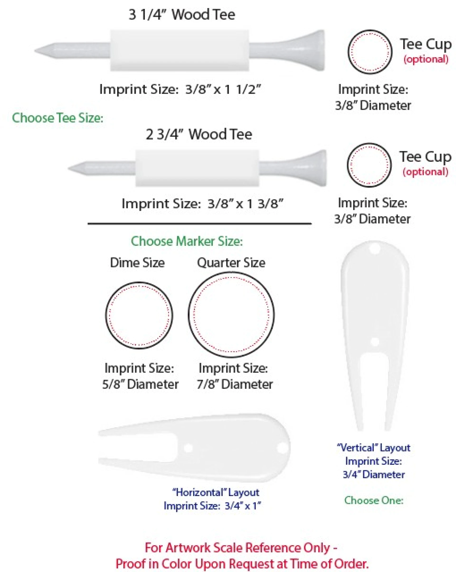 Product: Golf Combo Pack of 5 Tees, 1 Ball Marker & 1 Divot Tool