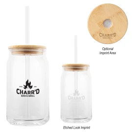 Product: 17 Oz. Soda Lime Glass Can With Bamboo Lid