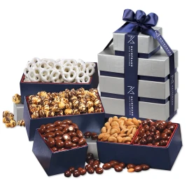 Product: Silver & Navy Tower of Treats