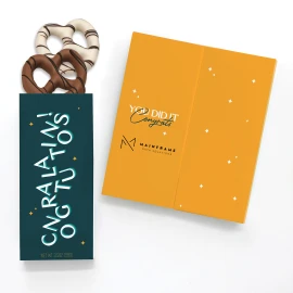 Product: Full-Color Custom Sweeter Cards with Chocolate Dipped Pretzels