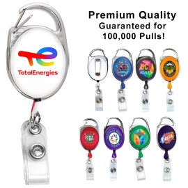 Product: "Oberlin Pl" Full-Color Retractable Carabiner Style Badge Reel & Badge Holder