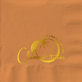 Product: Pumpkin Spice Orange Cocktail 3-Ply Beverage Napkins - Custom Foil Print