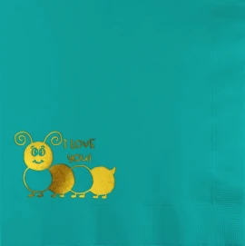 Product: Turquoise Luncheon 3-Ply Beverage Napkins - Custom Foil Print