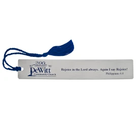 Product: Silver Rectangle Bookmark with Tassel