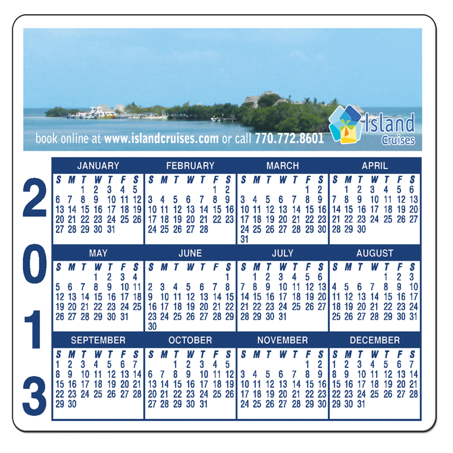 Product: Calendar Rectangle 3 Day Magnet - Full Color