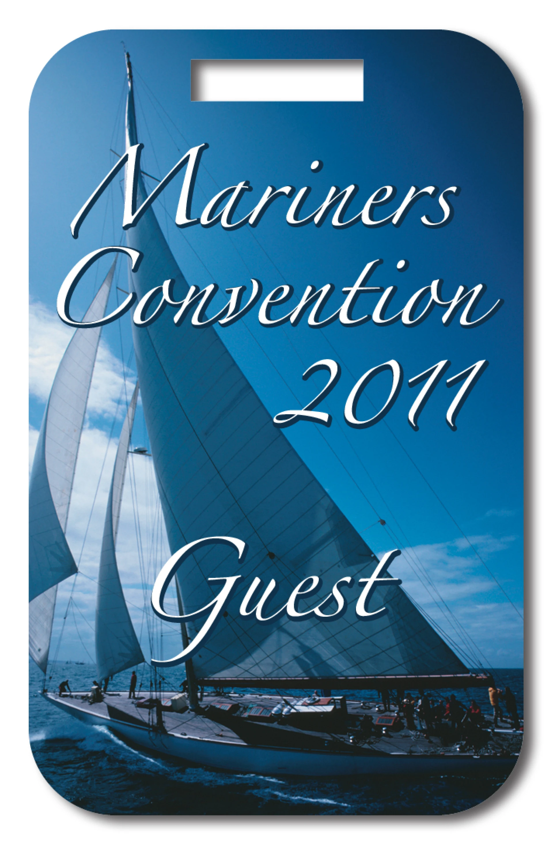Product: Medium Rectangle Laminated Event Badge - Full Color