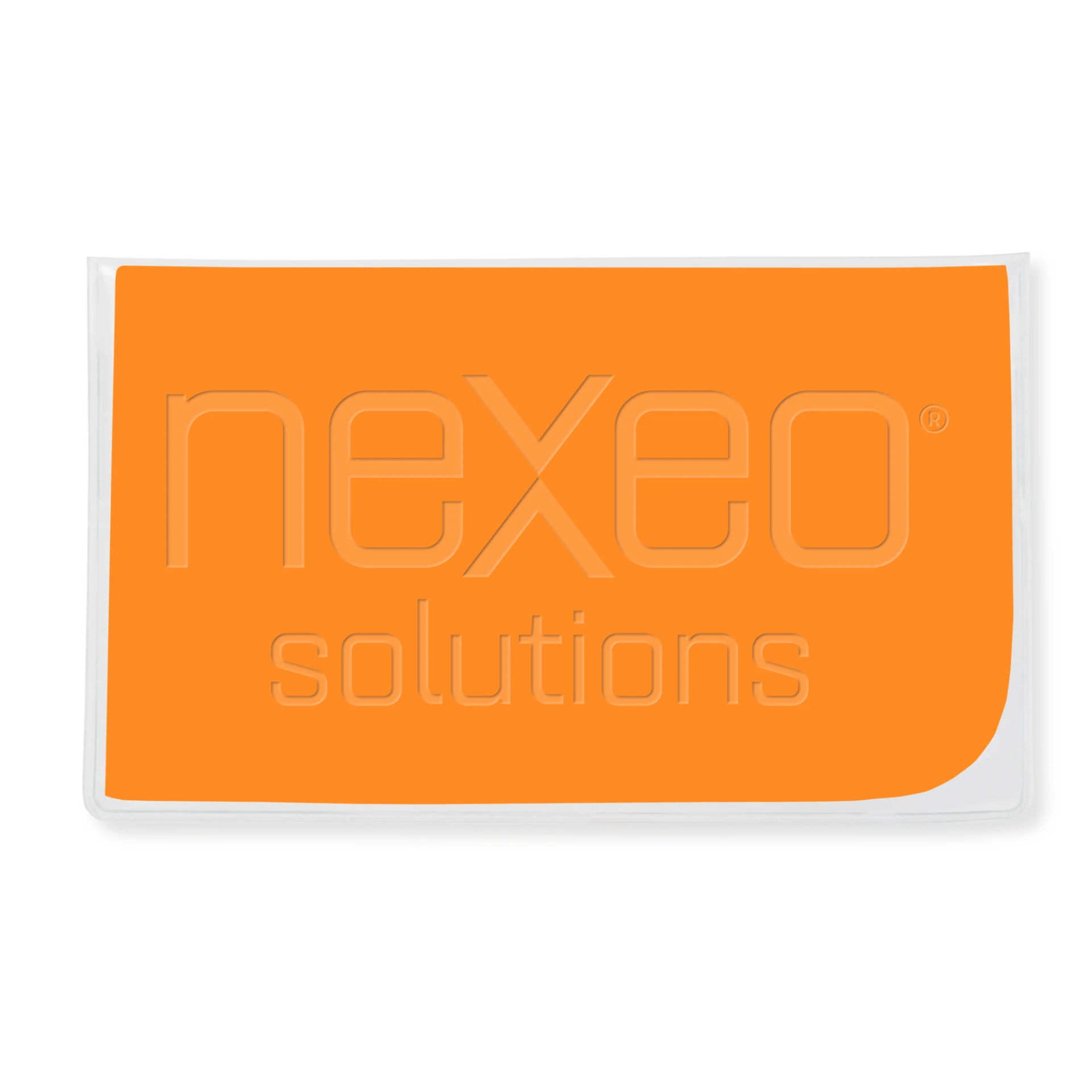 Product: Premium 7" x 7" Debossed Microfiber Cloth, in Clear Vinyl Pouch