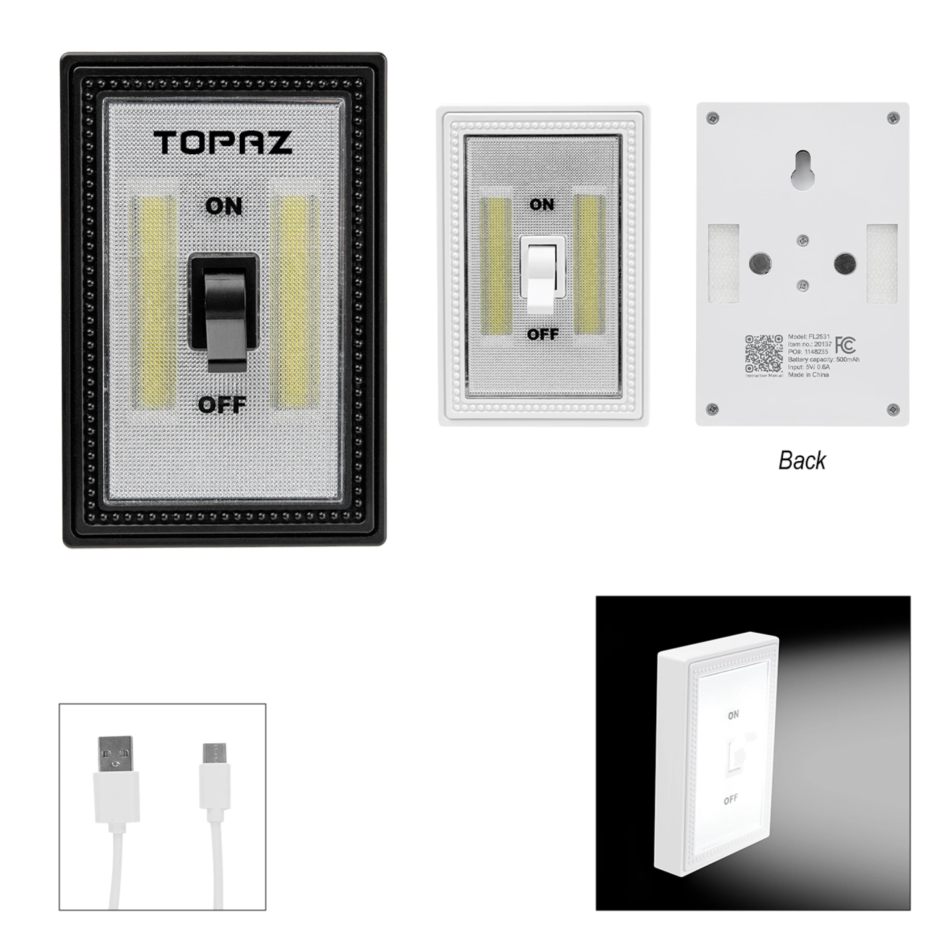 Product: Rechargeable COB Flip Switch Night Light
