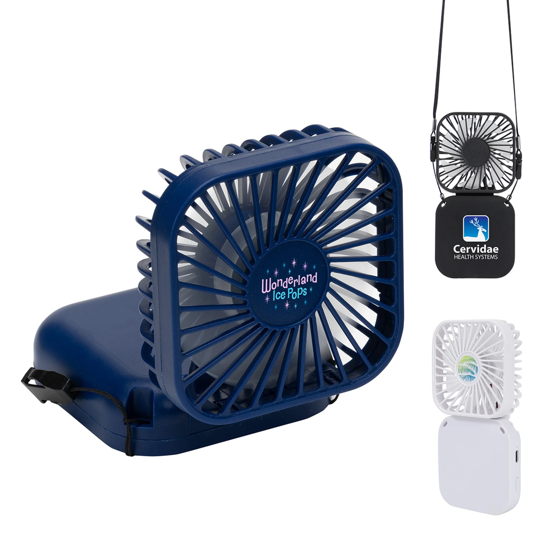 Product: Whirlwind Mini Folding Rechargeable Fan with Lanyard