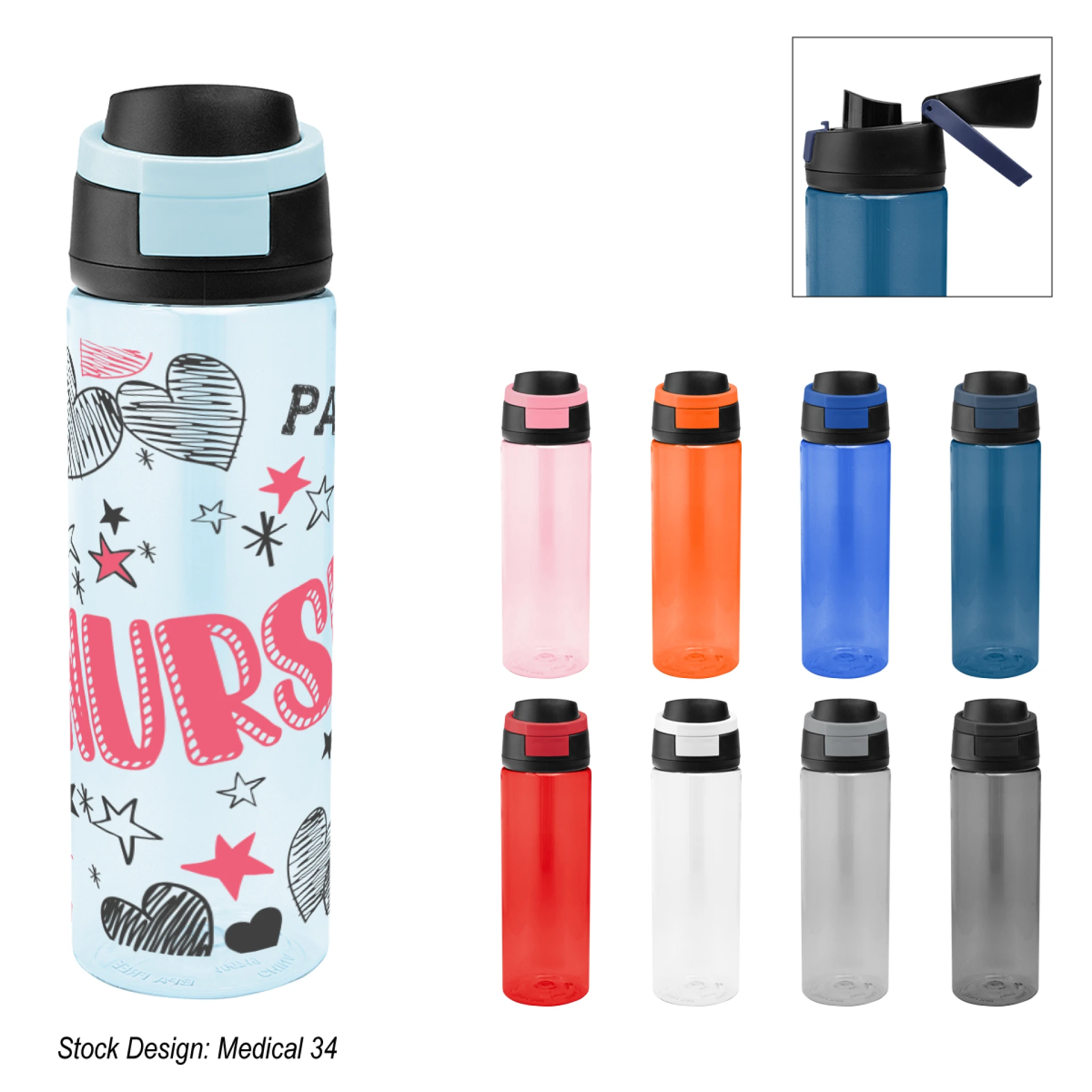 Product: 24 Oz. Full Color Pop Sip rPET Bottle