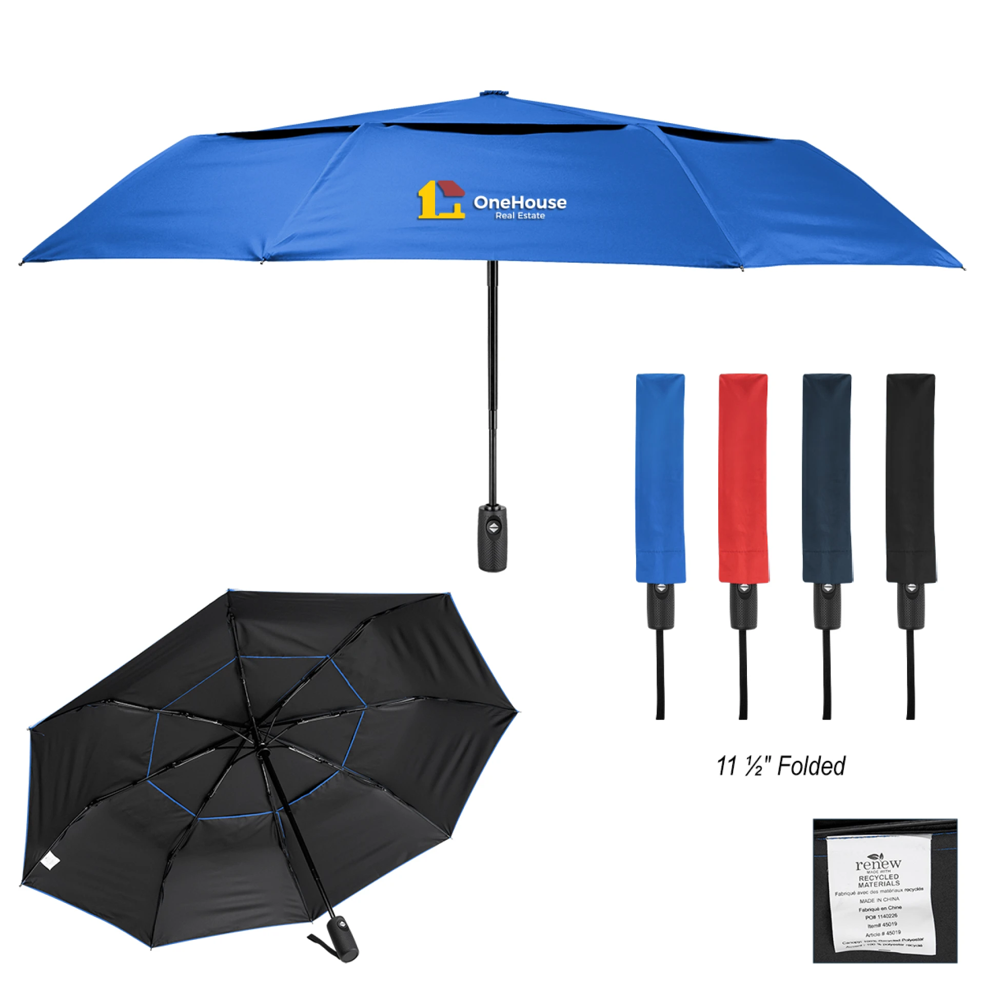 Product: 42" Telescopic Folding Umbrella With 100% rPET Canopy