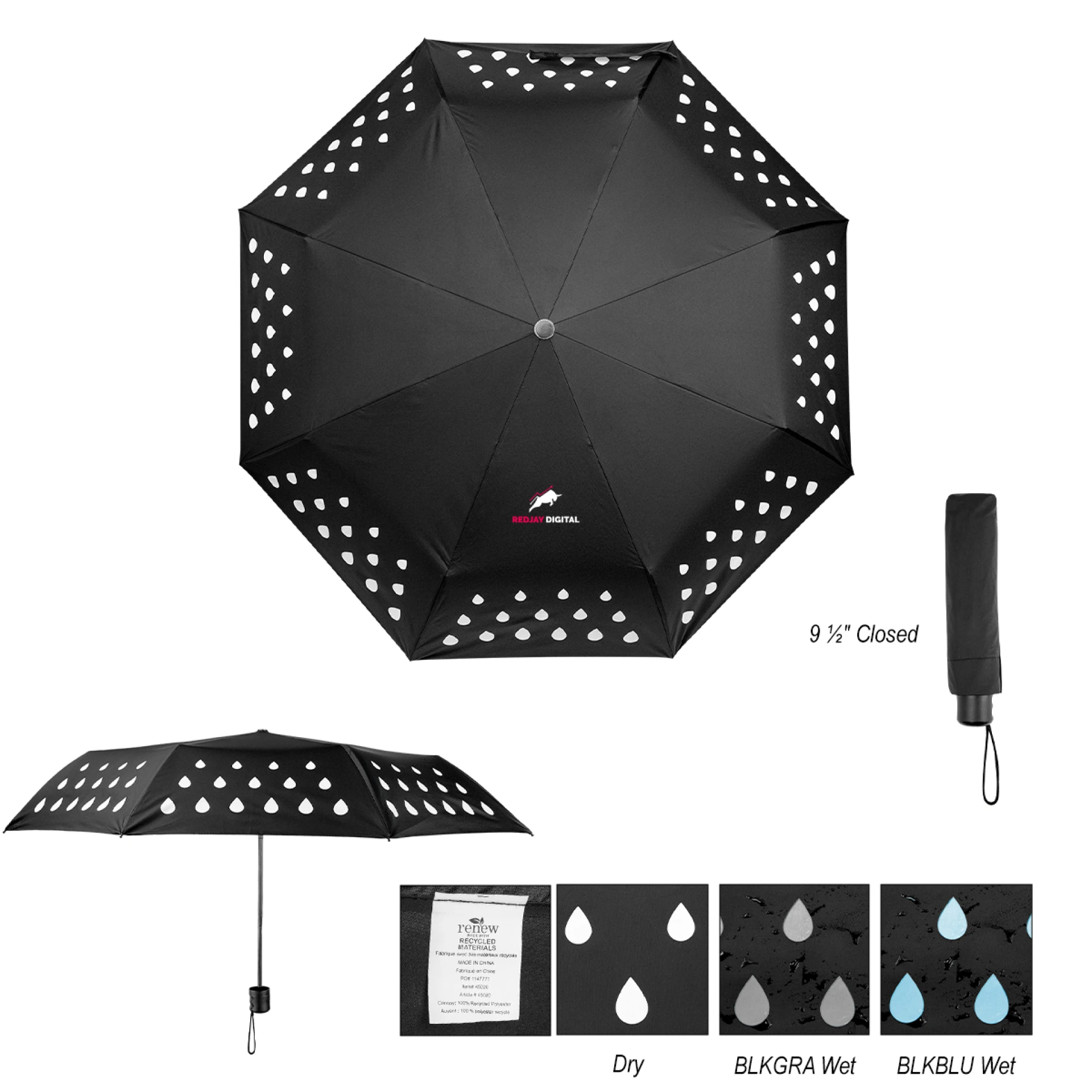Product: 42" Color Changing Umbrella With 100% rPET Canopy