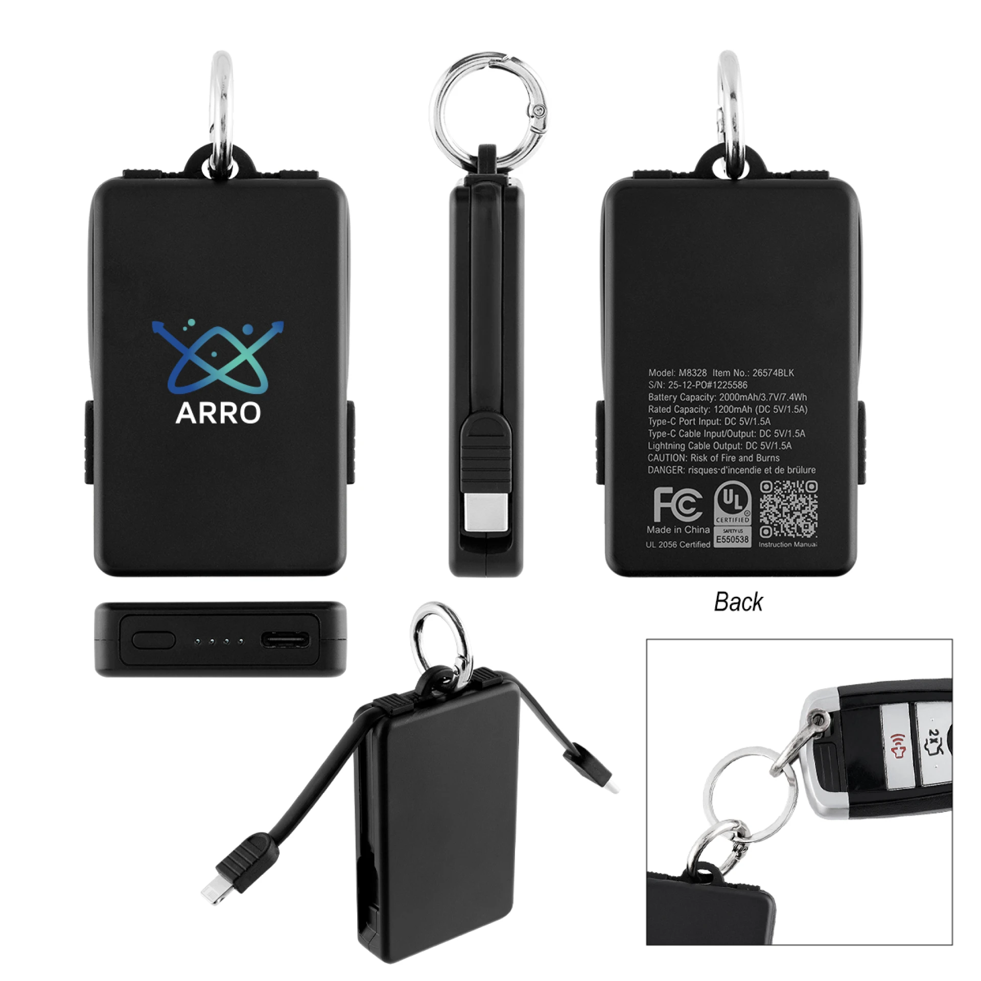 Product: 2,000 mAh UL Listed Power Bank Key Ring