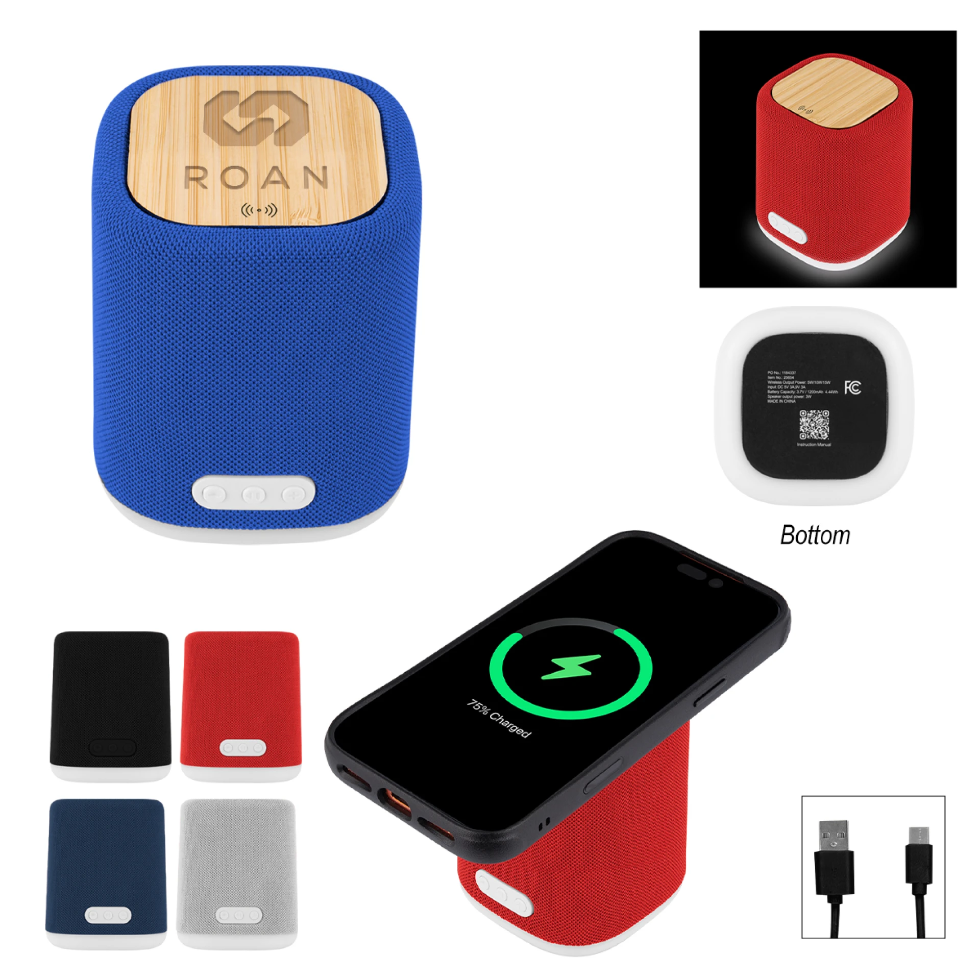 Product: Recycled Light Up Speaker & Wireless Charger