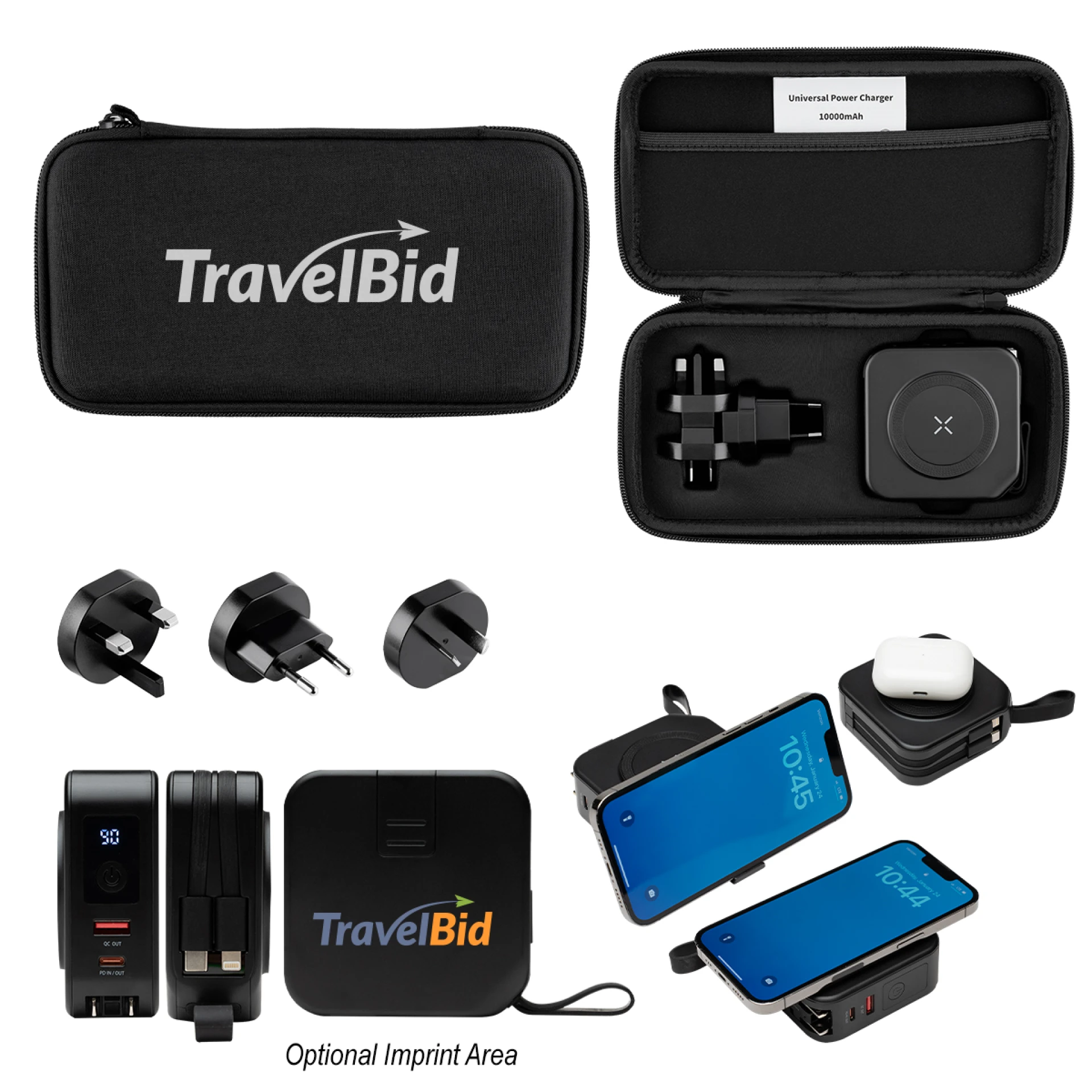 Product: 10,000 mAh Power Bank & Charger With International Adapters