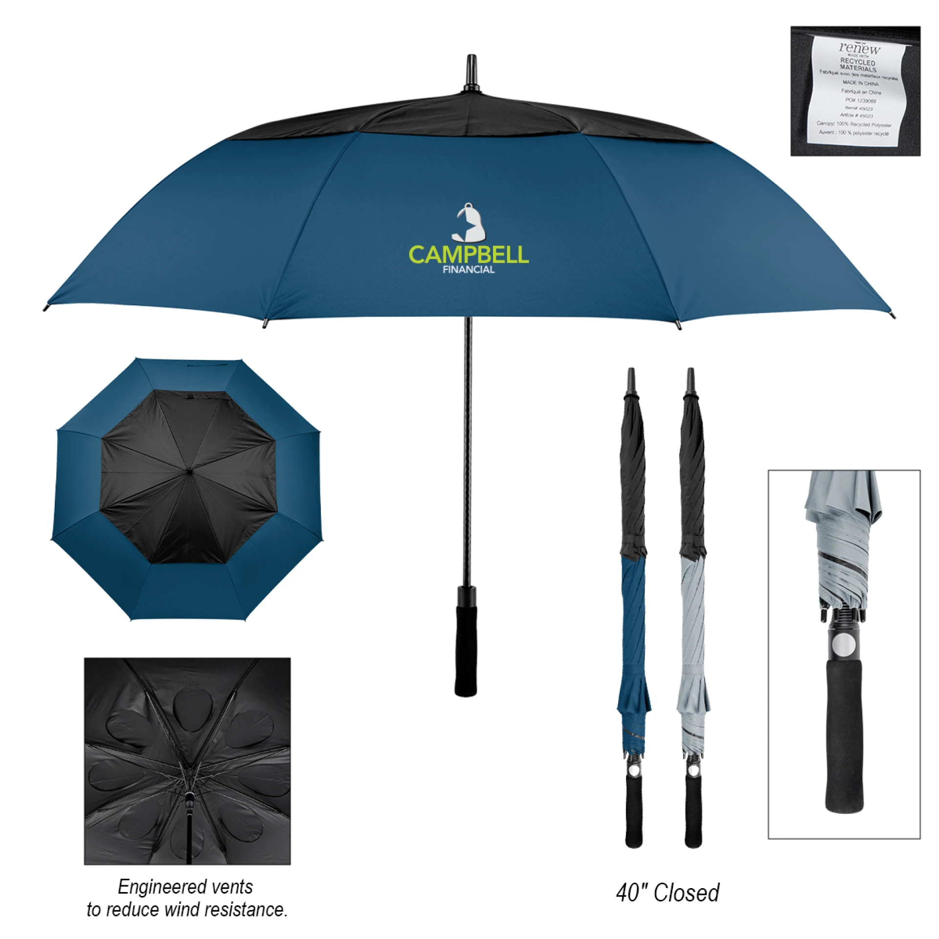 Product: 60" Arc Vented Umbrella with 100% rPET canopy