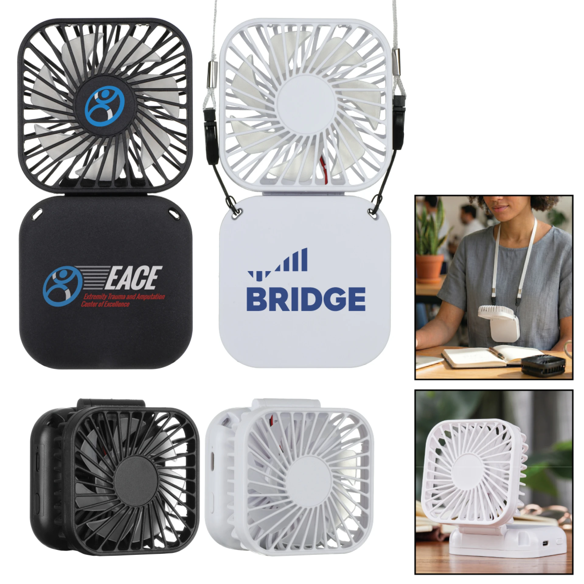 Product: Handheld Rechargeable Folding Mini USB Fan w/Lanyard