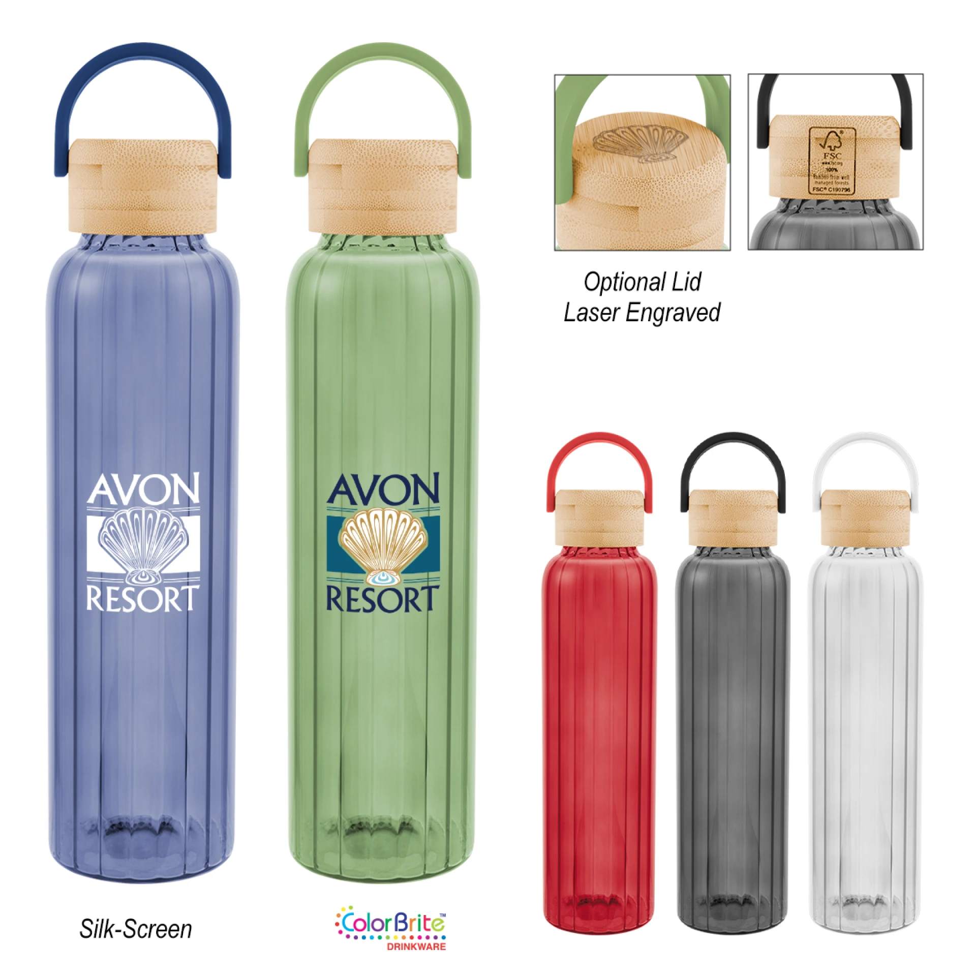 Product: 20 Oz. Ribbed Borosilicate Glass Bottle With Bamboo Lid
