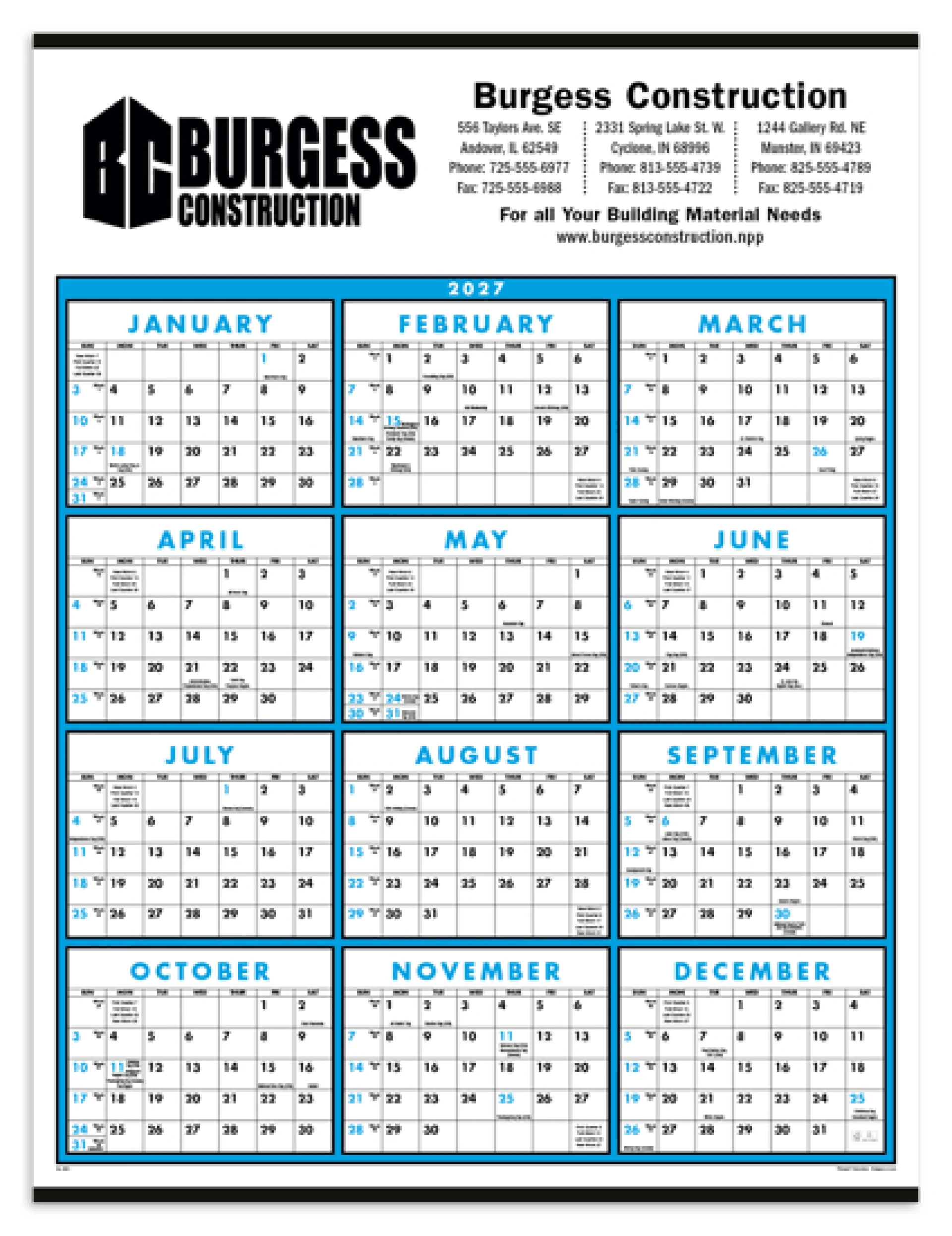 Product: Span-A-Year Non-Laminated Calendar